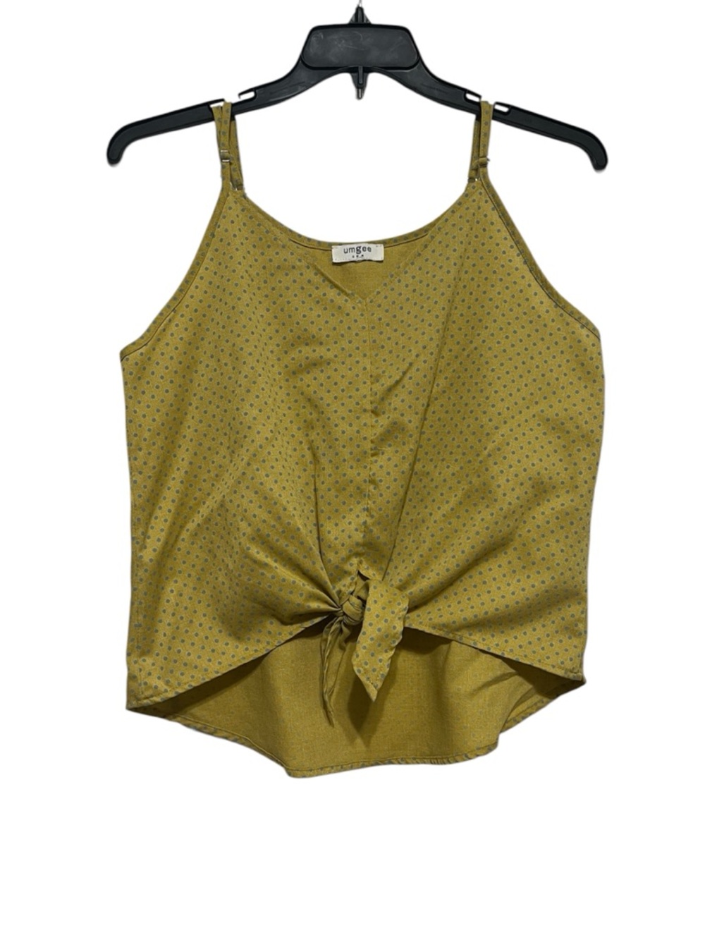 Umgee Medium Spaghetti Strap Camisole Top Blouse Shirt Tie Knot Casual Summer